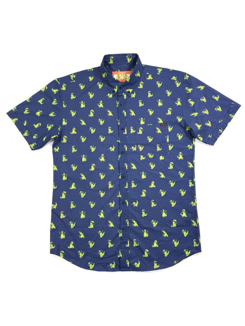 RSVLTS Nickelodeon Mens Shirt Reptar Dinosaur Rugrats Kunuflex Size Large AOP